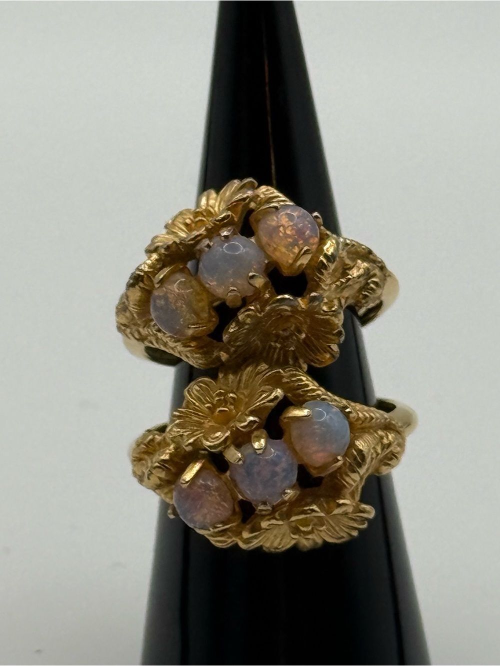 Set of two Avon Gold Floral Opal Cluster Ring